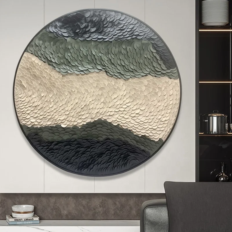 JZ Custom Home Decor Wabi Sabi Artwork 3D Abstract Painting Modern Handpaste Leather Wall Art