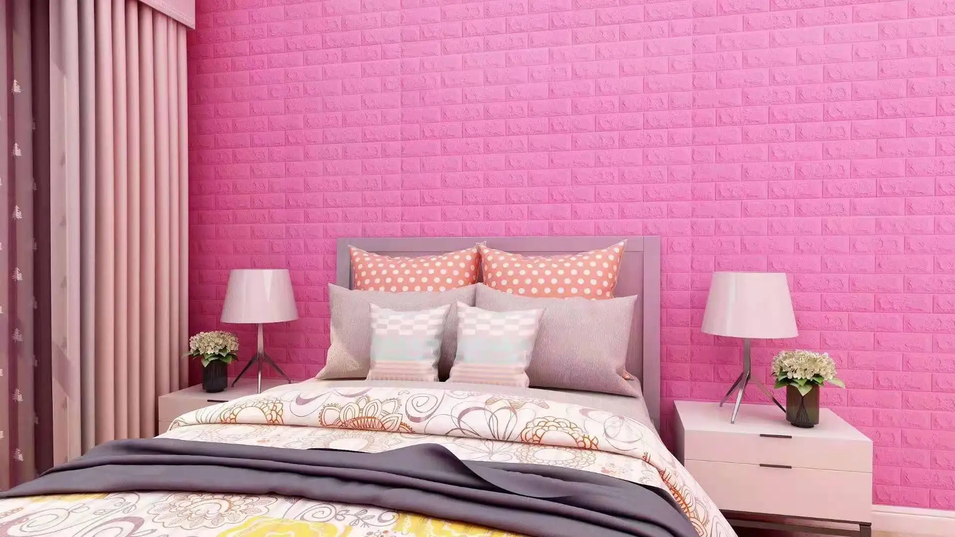 Hot Sale Modern 3D Brick Wall Stickers Embossed PE Foam Wallpaper