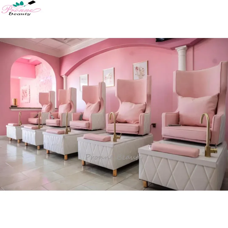 PronneBeauty salon furniture luxury modern swivel pink&white pedicure foot spa para salon pedicure chair