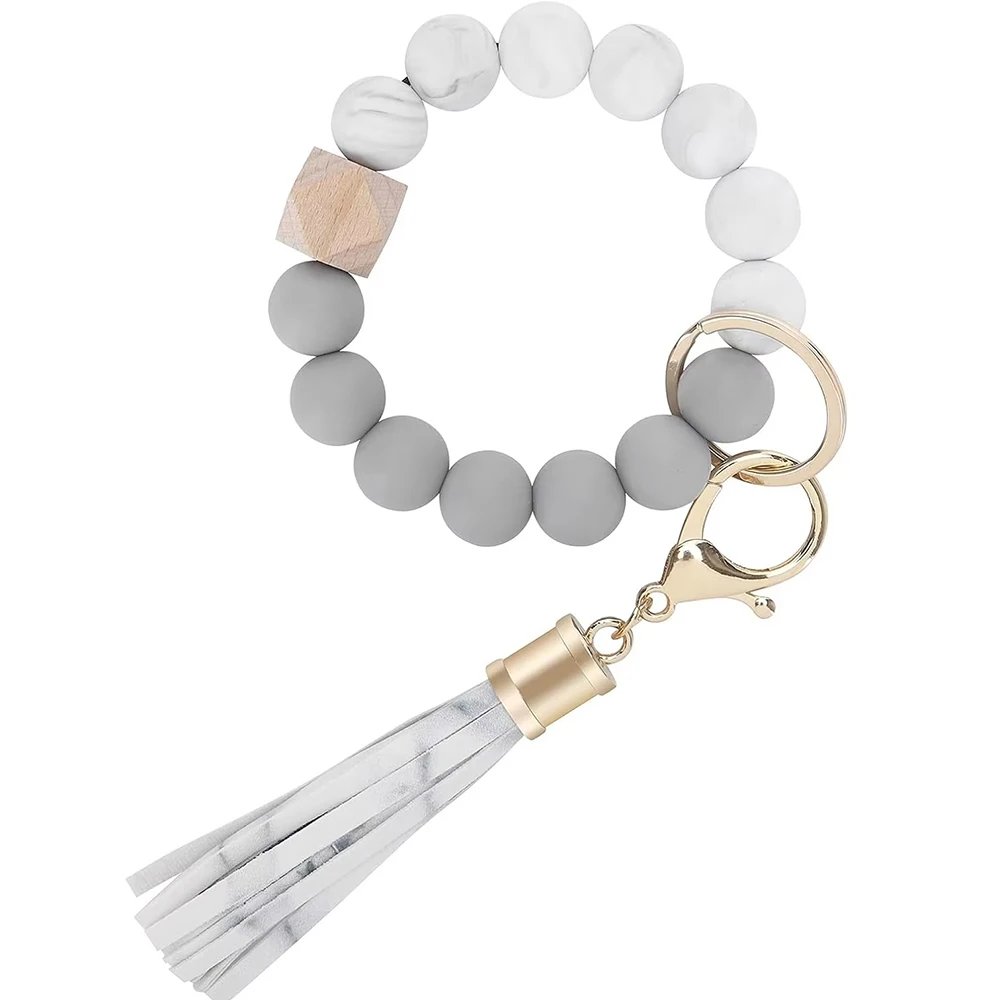 Lawin Keychain Wristlet for Women, Silicone Bead Bracelet Key Ring Girl, Key Chain Holder for Car Keys