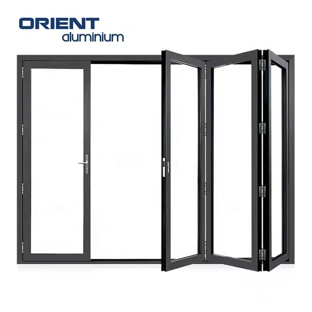 entrance front alloy sliding aluminium doors black modern aluminum folding door tempered glass aluminium bifold doors for home