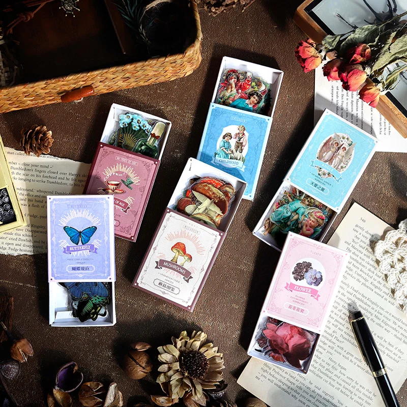 Creative Retro Matchbox stickers DIY decorative sealing stickers boxed stickers