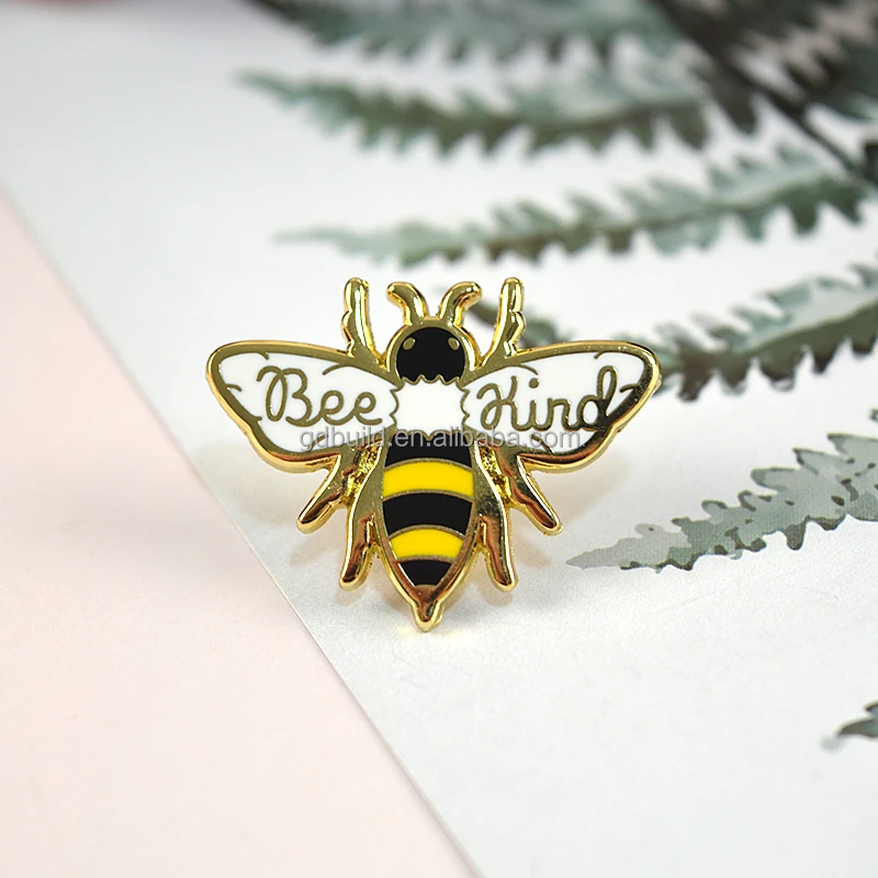 OEM high quality Cartoon creative Cute Mini bee alloy Brooch cute wasp letter Brooch bee enamel pin