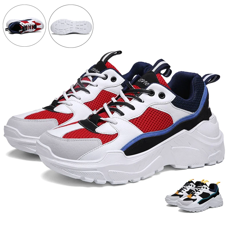 Mens and Womens Breathable Kniting Mesh Height Increasing Clunky Dad Shoes Sport Shoes 2021 Running