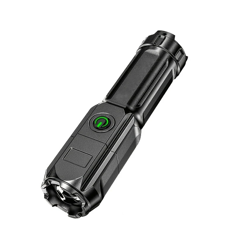 LED Flashlight Zoomable ABS Torch Light Portable USB Rechargeable Waterproof Flash Light