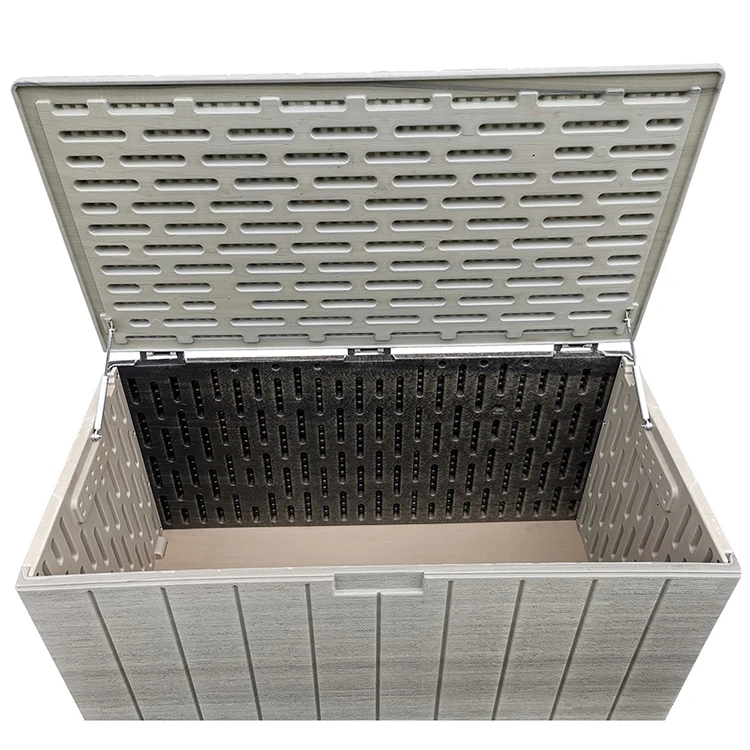 outdoor waterproof Plastic HDPE box storage with gas spring and wheels