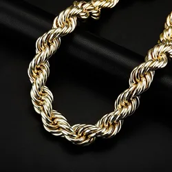 Hip Hop 30MM 14K Gold Plated Rope chain Oversize Rope Chain For Men Gold Chain Necklace