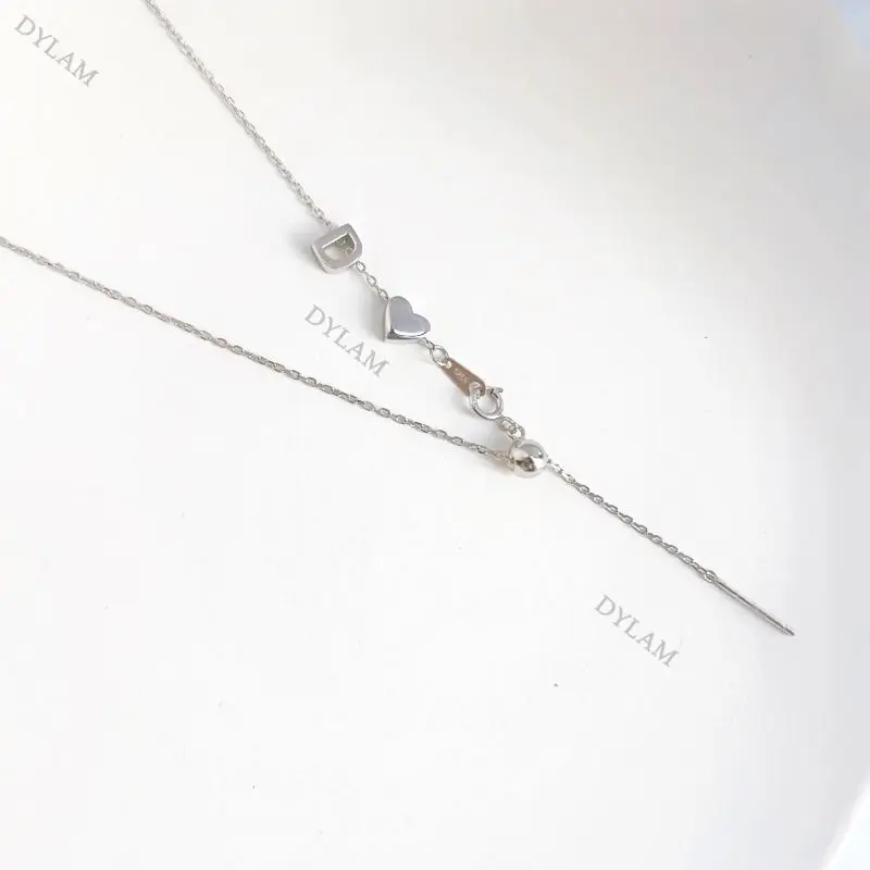 Dylam Bolo Chain Basic Statement Stackable DIY Charm Adjustable Sterling Silver 925 Silver Base Link Chain Necklace