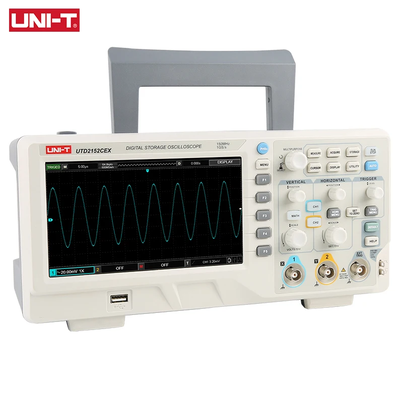 UNI-T UTD2152CEX Цифровой Осциллограф 150 МГц 2 канала usb-накопитель osciloscope для автомобилей 1GSa/s частота дискретизации DIY