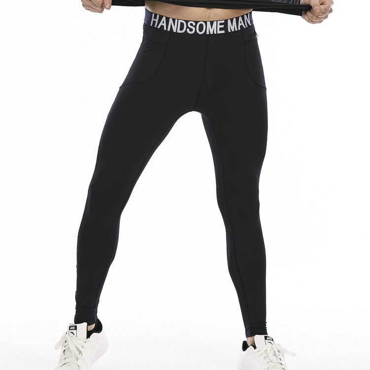 custom quick dry running zipper pocket pants mens leggings gym clothing athletic wear compression tights for men sport