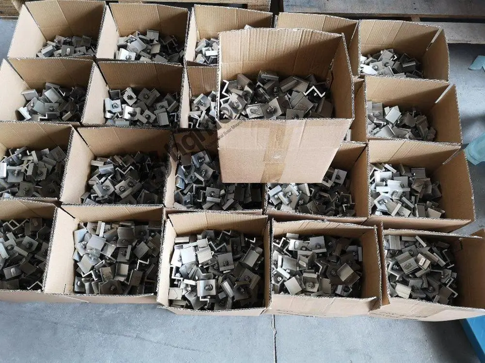 Aluminum Solar Panel Silver Clamps PV mounting Hold down Mid Clamp