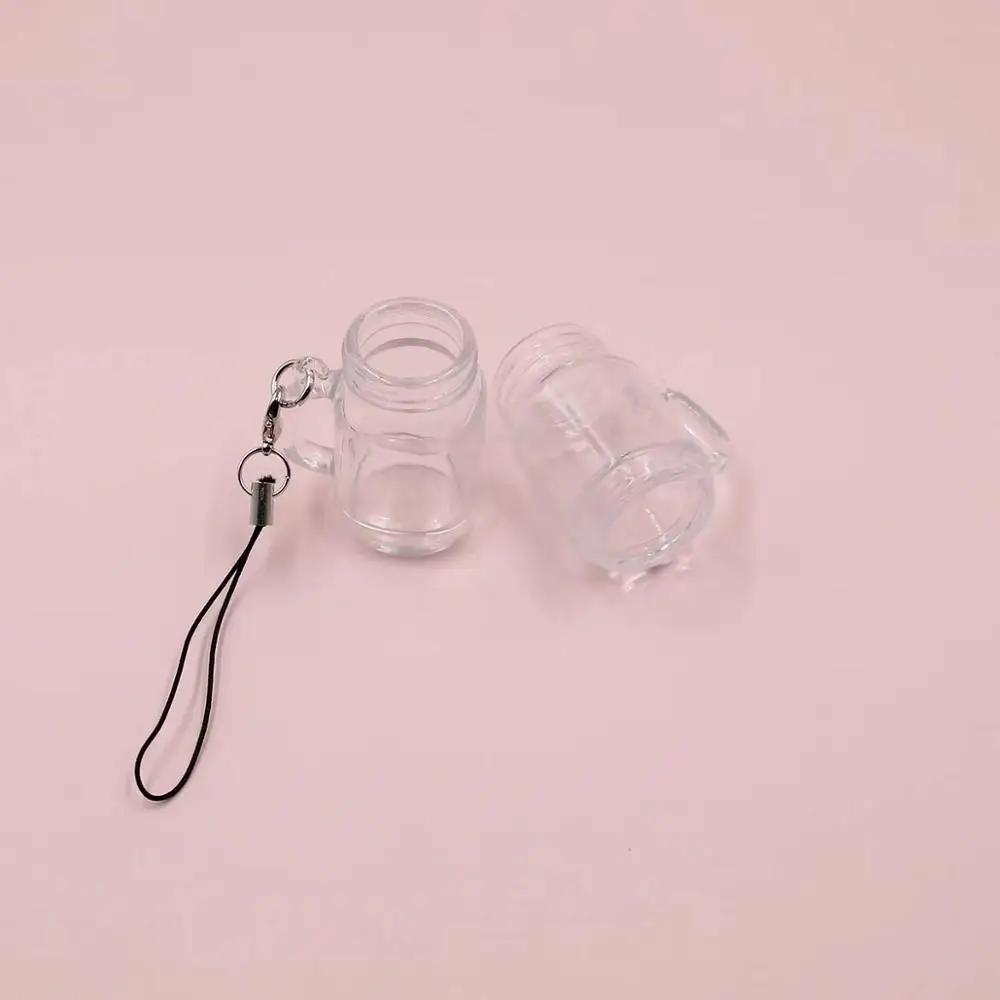 Mini Custom Mason Jar Snow Globe Keychain Diy Cups Empty Liquid Glitter Filled Keychain