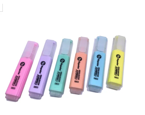 Korea Highlighters with Chisel Tip Cute Macron set 6 Colors Quick-drying Marker Pens