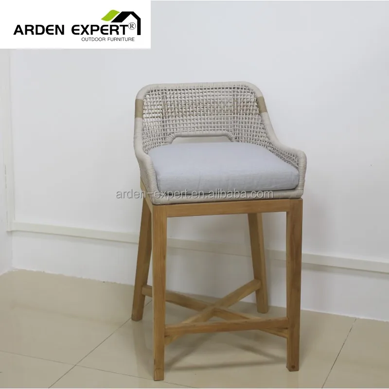 Resorts Restaurant Teak Counter Chair Home PubTeak Modern High Chair Wooden Terrace Bar Stool Outdoor All Weather Bar High Chair