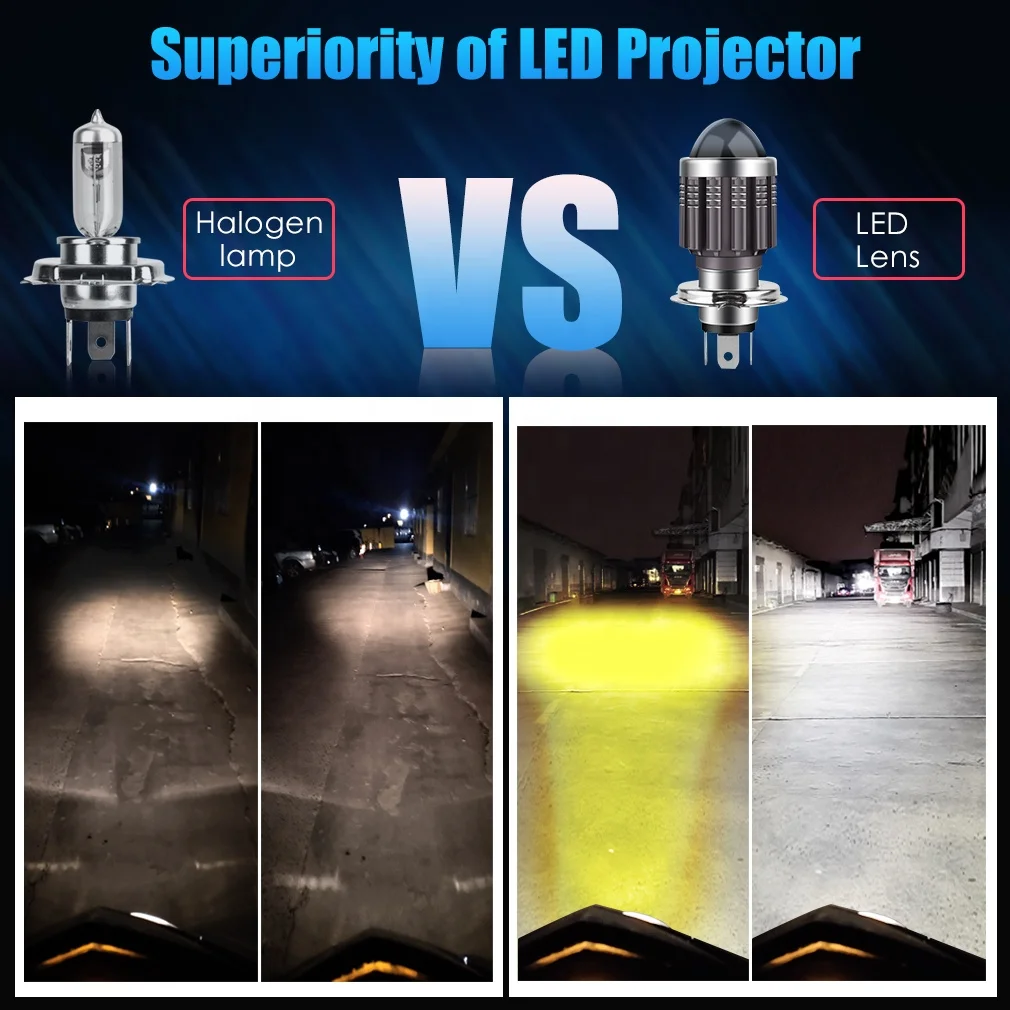 Hot 10000Lm H4 LED Motorcycle H6 BA20D LED P15D Moto Headlight Bulbs CSP Lens White Yellow Hi Lo Lamp Scooter Fog Lights 12V