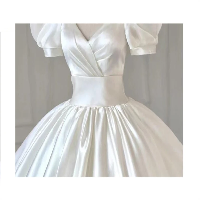 Летнее французское легкое свадебное платье vestido de novia элегантное бальное для принцессы Белое Атласное Свадебное
