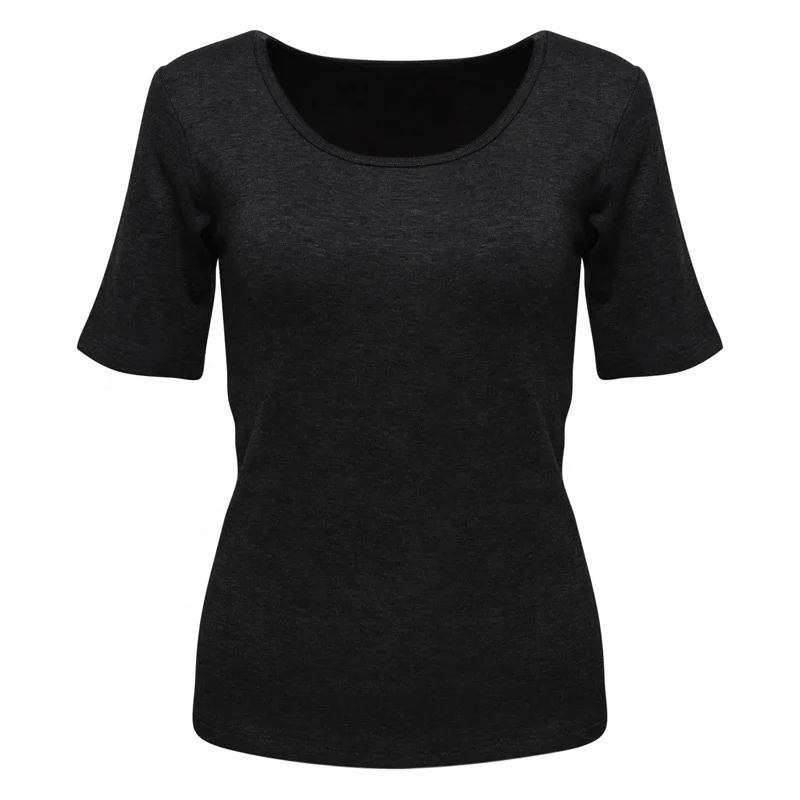 Extra warm thermostatic heat fabric  square neck short sleeve thermal top