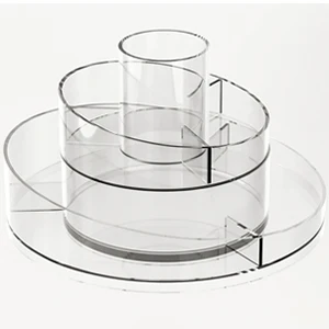 2 Tier Lazy Susan  Acrylic Makeup Organizer Tray 360 Rotating Cosmetics Display Case Turntable Makeup Brush eyeshadow holder