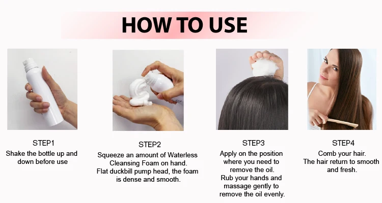 Private Label Waterless Cleansing Foam Cleanse and Smooth Dry Shampoo Mousse