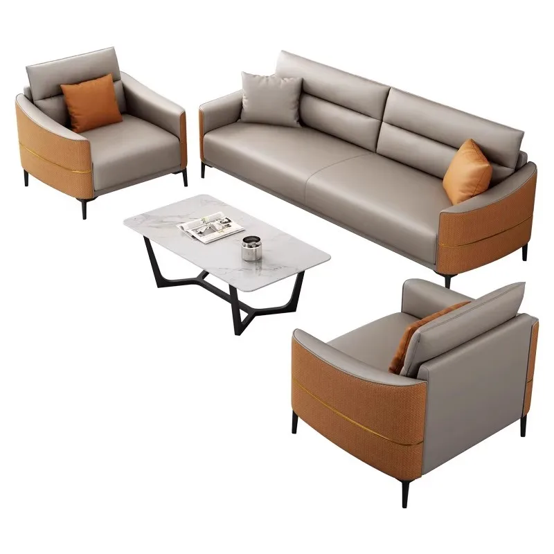 Luxury Modern Contemporary Office Sofa Set High Quality GENUINE Leather for Living Room Dining and Reception Office Furniture