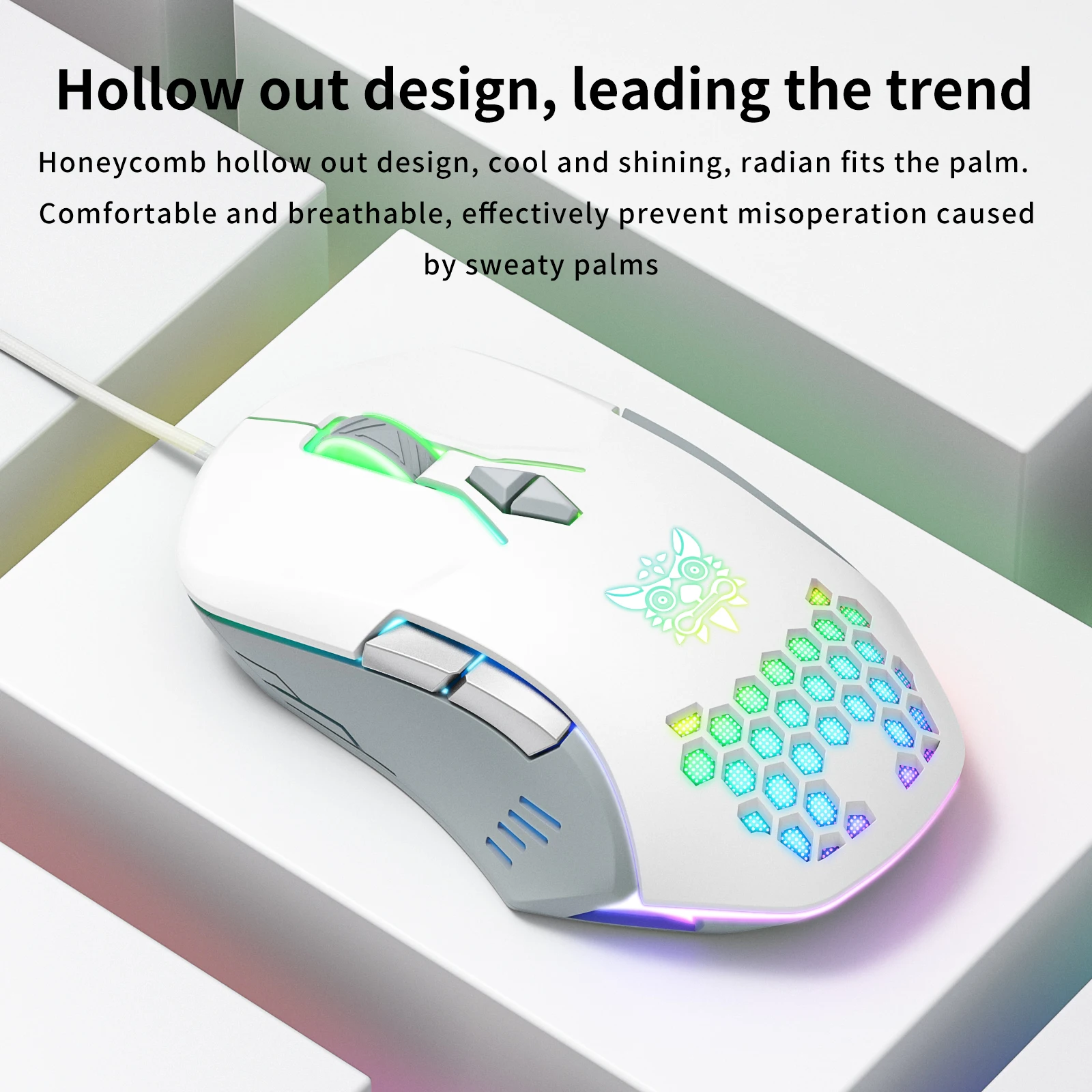 Onikuma Cw902 Simple Wired Usb Mouse White Gaming 3600 Dpi Computer Wired Mouse Brands Custom Logo Cheap Gaming Mouse