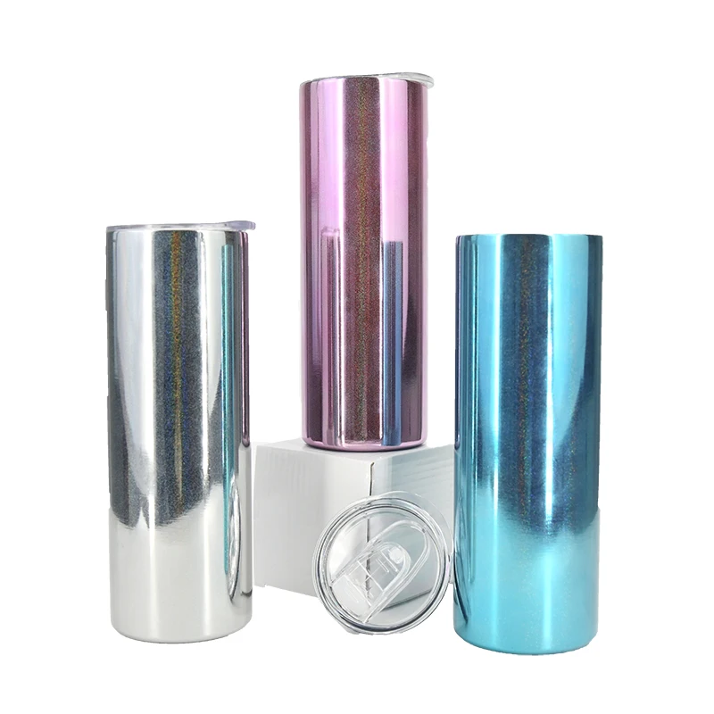 Wholesale Glitter Mixed Color 20oz 600ml Stainless Steel Insulated shimmer Glitter skinny sublimation tumbler For Drinking