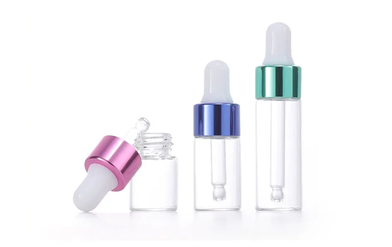 Mini size small size essential oil bottle 1ml 2ml 3ml 5ml clear glass bottle with dropper