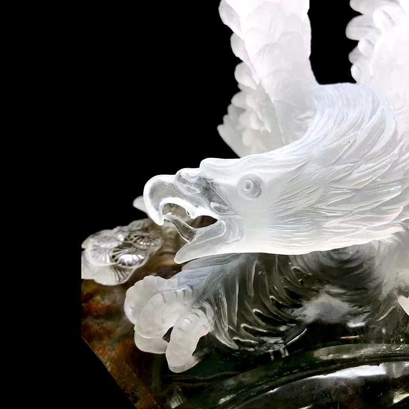 High Quality Green Phantom Crystal Eagle for Decoration  Garden quartz Carved Animal Crafts for Mascot or Gift