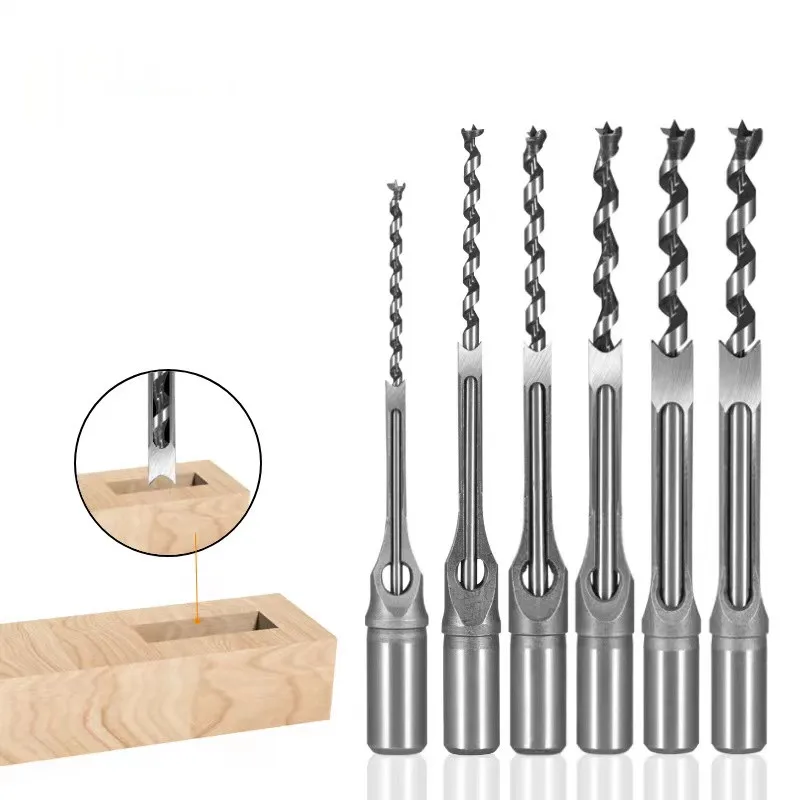 1pc HSS Twist Drill Bits Square Auger Mortising Chisel Drill Set Square Hole Woodworking Drill Tools Kit Set Extended Saw