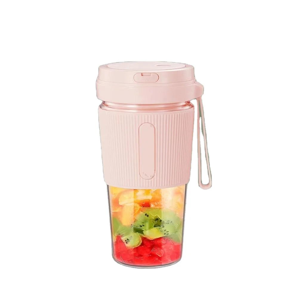 Fruit Juicer Popular USB Blender Juicer Mini Electric Portable Rechargeable Travel High Quality 280ml 6 Blades Pink