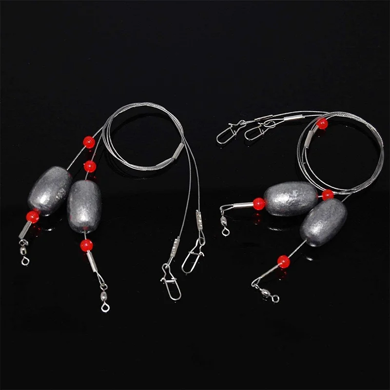 Fishing Egg Sinker Weight Rigs 6pcs Flounder Rig Saltwater Fishing Wire Leader with Egg Sinker Swivels Snap