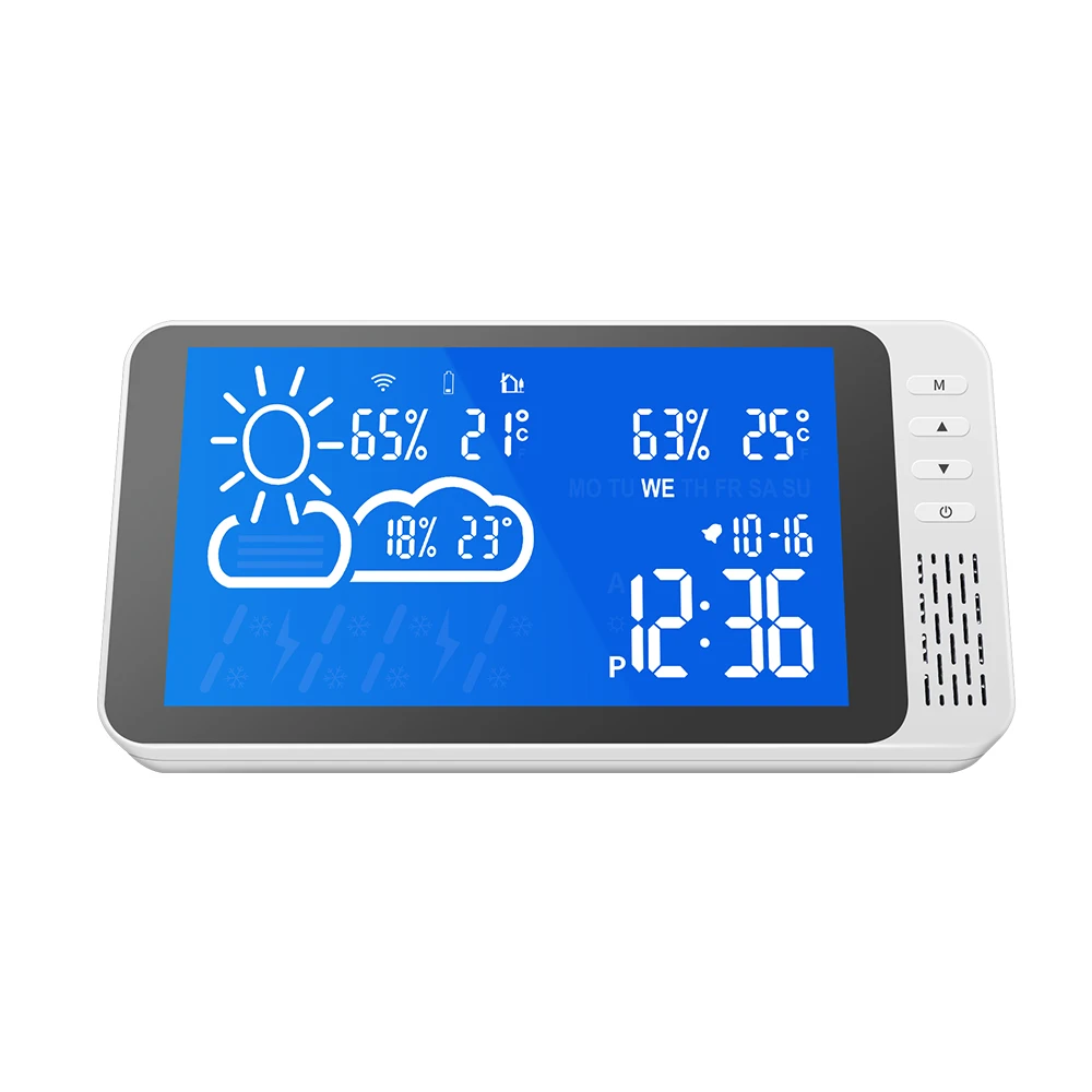 White desktop weather display simple temperature and humidity meter WiFi version of mobile phone weather station