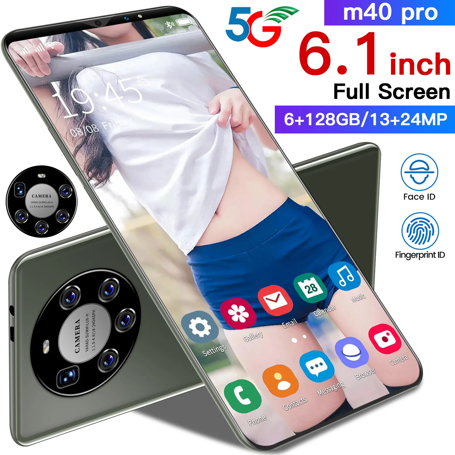 Новый Большой экран M40 pro Android 5 7 дюймов хит продаж Чехол для мобильного телефона 6 ГБ + 128 дешевые разблокированный