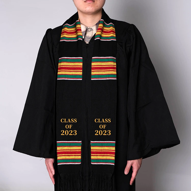 2023 High Quality Adult Kente Cloth Design University Honor Stole Gown College Graduation Sash Custom
