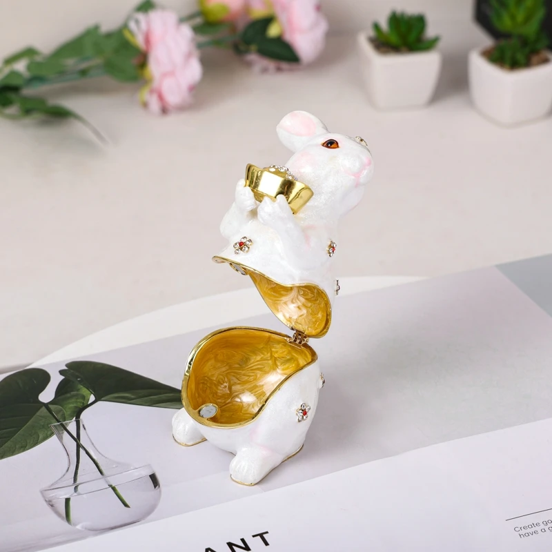 SHINNYGIFTS 2023 Новогодний подарок коробка для украшения животных кроликов эмалированная металлическая поделок оптовая продажа