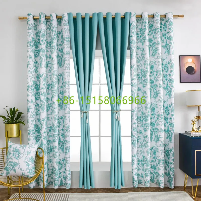 wholesale 5pcs curtain with matching cushion cover black out curtains for the living room luxury home window curtain