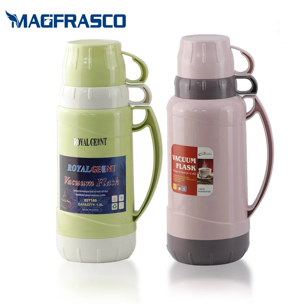 
1L 1.8L Factory Wholesale Termos Stanley Plastic Vacuum Tea Coffee Thermos with Two Cups for Travel 