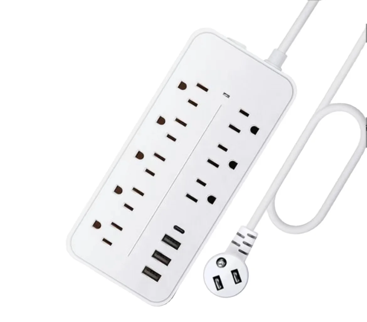 Surge Protector Power Strip with 8 Outlets 3 USB Ports 1 Type C 10A 110V Extension Cord Power Strip for Home Office
