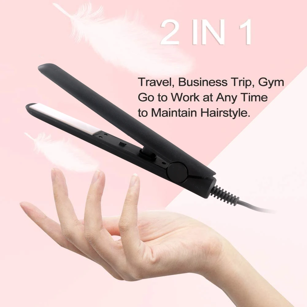 Hair Straightener Curler Portable Traveling Electric Mini Flat Iron Hair Straightener