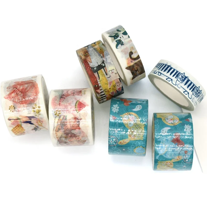 Best Selling Washi tape Custom Printed Cute Cats Paper Sticker For Scrapbooking Gift Packing