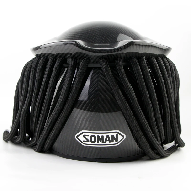 Soman SM957 Carbon Fiber Full Face Motorcycle Helmet Predator Style Casco with Laser red Light