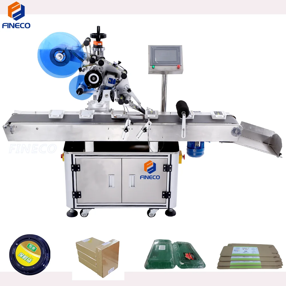 FINECO Automatic Plastic Parts Electronic Metal Parts Plane Surface Labeller Sticker Applicator Labeling Machine