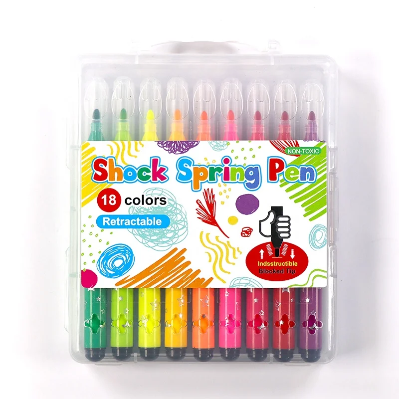 18 видов цветов моющиеся маркеры с выдвижной советы нажатий маркер для рисования