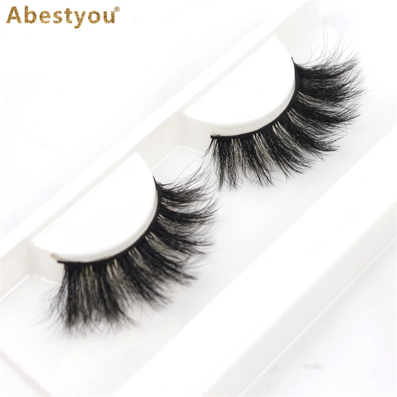 Abestyou Tray Box Package Fluffy 18mm Thick Wholesale Mink Eyelashes Soft Band Lashes With Private Label