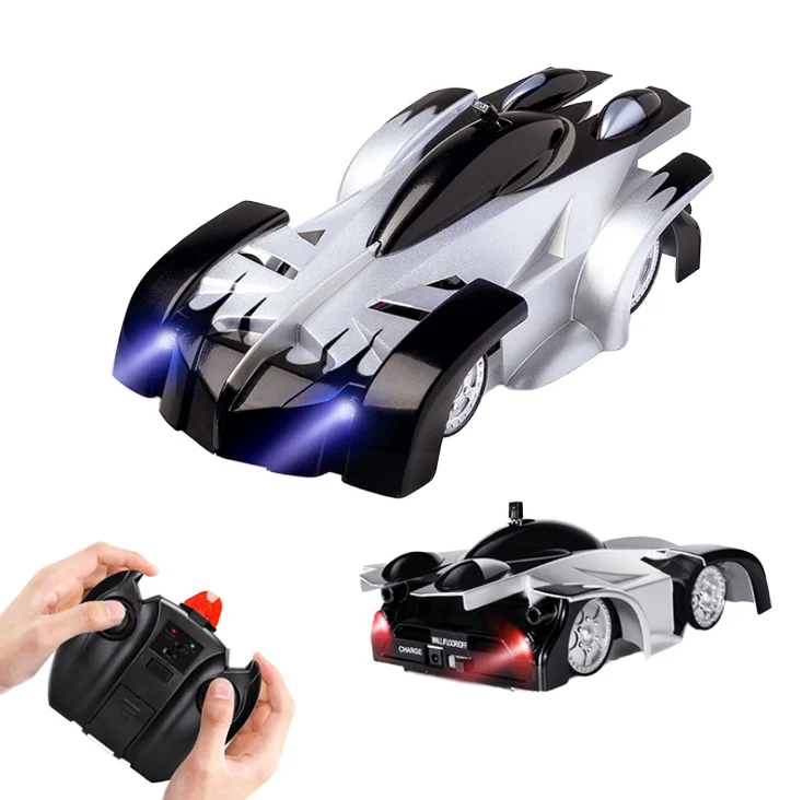 Wall Ground Remote Control Stunt Car with Light 3 Color 4 Channel Flexible Climbing on Glass Electric Battery Customized Logo