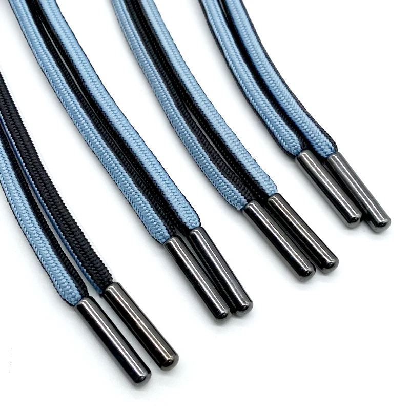 Custom Color Elastic Cotton Braided Drawstring Cords Flat and round Shape for Clothing Hoodies Durable Metal Draw Cord