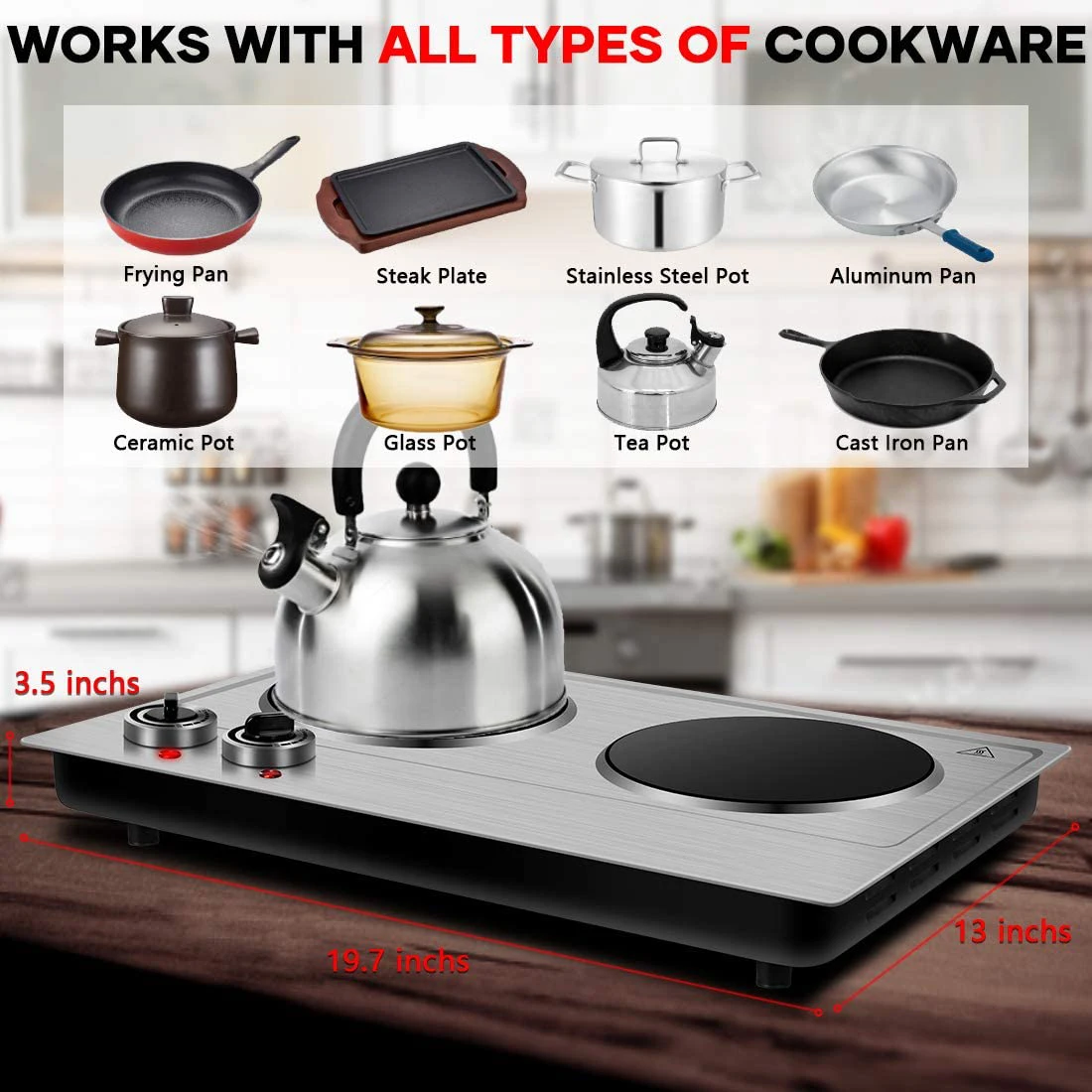 Double burner ceramic hot plate