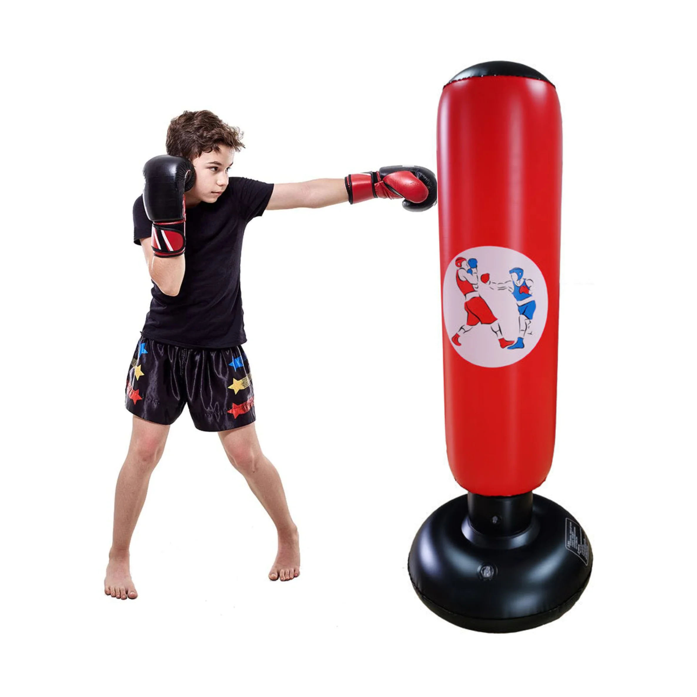 Hot Sale popular inflatable children boxing Inflatable folding kicking bag boxing training reflex punching bag for kids