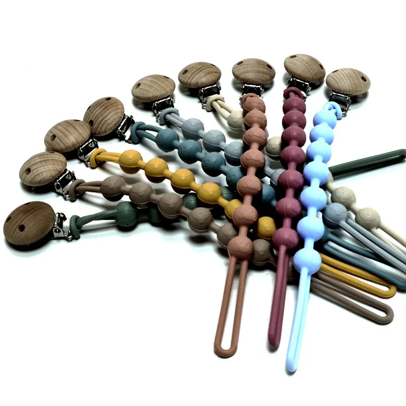 New Arrival Silicone Teething Toys  Eco-Friendly Baby Pacifier Holder Clips