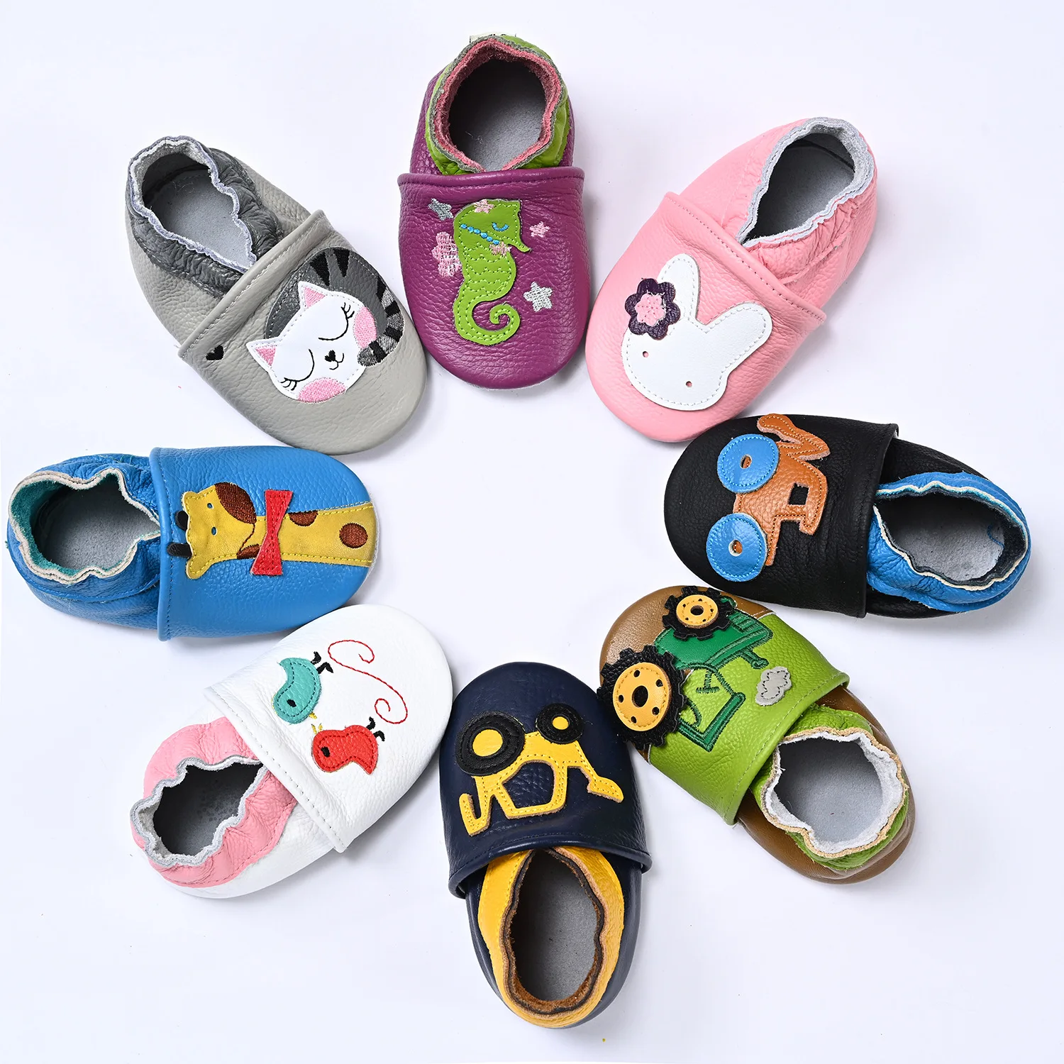 Custom Pattern Wholesale Baby Boys Girls Toddler First Walkers Leather Soft Suede Sole Crib Shoes Slippers Newborn Infant Shoes